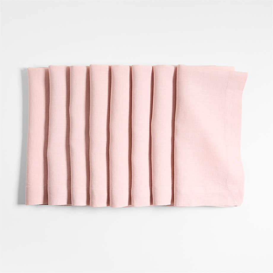Marin Spring Pink Natural Knitted Linen Napkins Set of 8